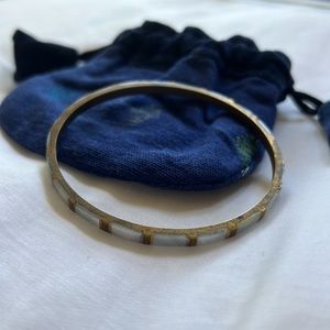 Bronze & Light Blue Stone Bangle Bracelet